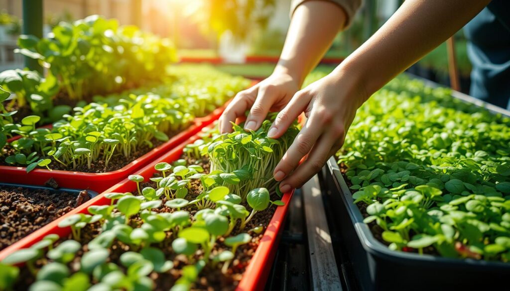 Ernte von Microgreens