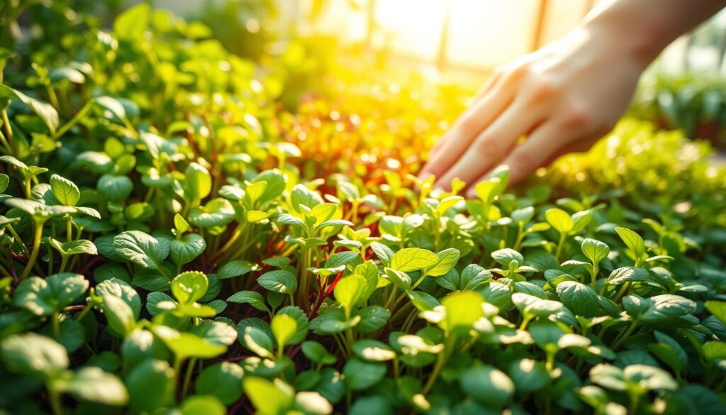 Microgreens Pflege und Ernte