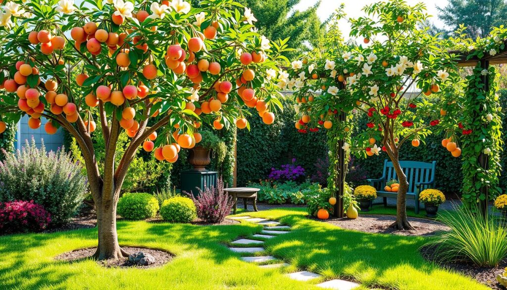 landscape design with dwarf fruit trees