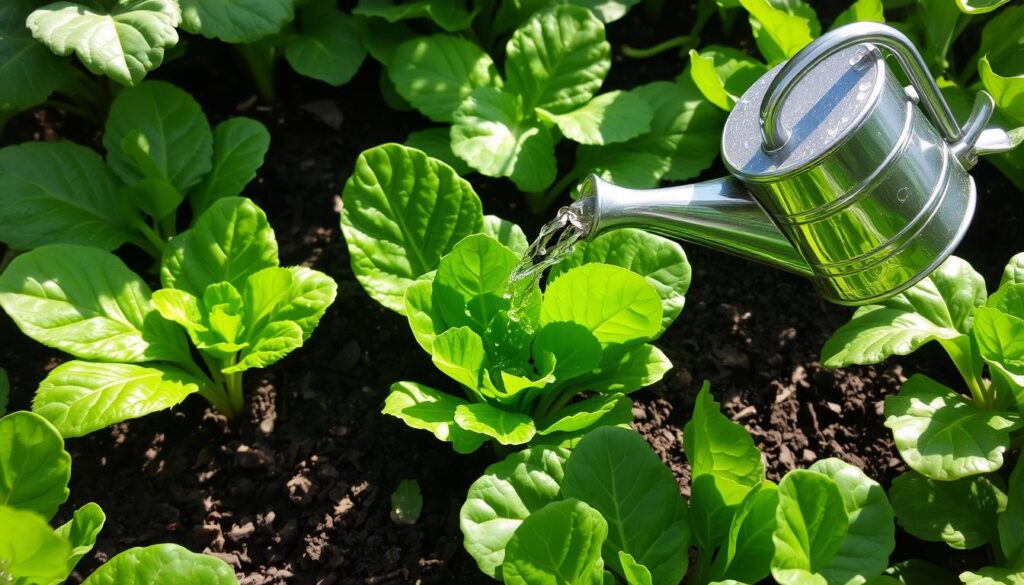 watering leafy greens