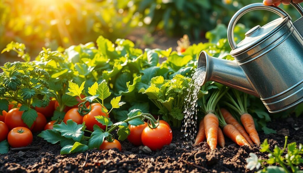 Watering vegetables